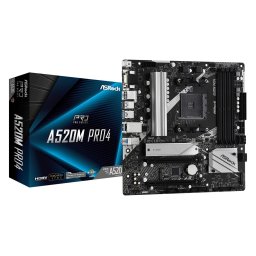ASRock Płyta główna A520M Pro4 AM4 4DDR4 HDMI/DP/VGA M.2 mATX