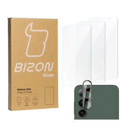 Bizon 3x Szkło hartowane + szybka na aparat Clear 2 Pack do Samsung Galaxy S24