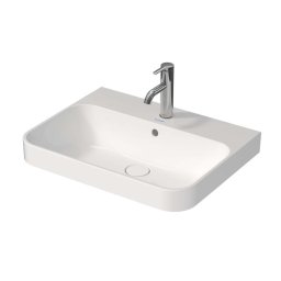 Duravit Happy D.2 Plus - Zlew nablatowy 60x46 cm z przelewem i otworem na baterię, kolor biały 2360600000