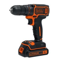 BLACK+DECKER Narzędzia - Wiertarko-wkrętarka akumulatorowa 18 V, 1x akumulator 1,5 Ah Li-Ion, ładowarka BDCDC18-QW