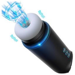 Leopard - masturbator ruch góra-dół z funkcją ssania i wibracji - czarny