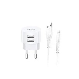 USAMS T20 2x USB + kabel lightning Biały