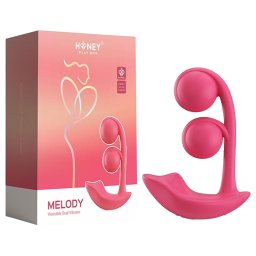Honey Play Box Melody - wibrujący masażer 2w1 z perełkami - silikon czerwony