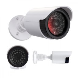 CEE Atrapa kamery tubowej, diody IR LED, IR1800 W biała, 2xAA, ABS