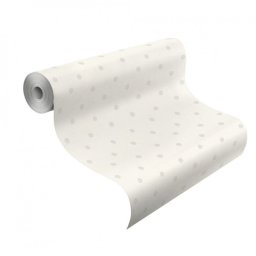 Tapeta kropki biała w szare groszki 613421