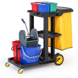 B2B Partner Profesjonalny wózek sprzątający z 6 wiadrami i workiem z pokrywą, 1120 × 710 × 1100 mm