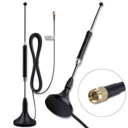 Qoltec Antena 4G LTE z podstawą magnetyczną | 5dBi | dookólna | wewnętrzna | 600-2700 MHz | SMA | 3m