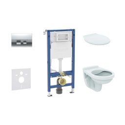 Geberit Duofix - Zestaw do montażu podtynkowego, toalety Alpha z deską, przycisk Delta35, błyszczący chrom SANI11CD1144