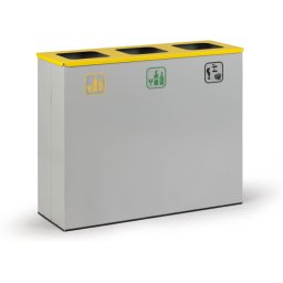 B2B Partner Wewnętrzny kosz do segregacji śmieci, stojak na worki, szary/żółty, 3x 50 l