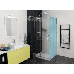 Gelco Dragon - Dwuczęściowe drzwi prysznicowe 80 cm, szkło powlekane, błyszczące aluminium/szkło przezroczyste GD4280