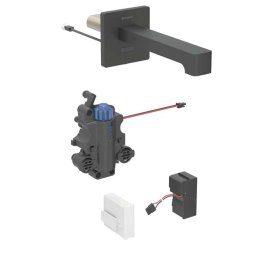 Geberit Brenta - Termostatyczna elektroniczna bateria umywalkowa podtynkowa, zasilanie sieciowe, easy to clean, czarny mat 116.277.14.1