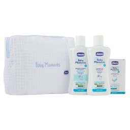Chicco Baby Moments szampon 200ml + pĹyn do mycia 200ml + kosmetyczka