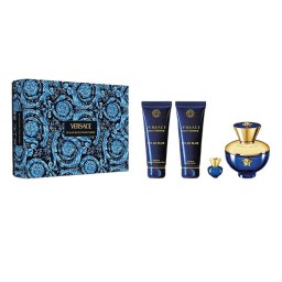 Versace Dylan Blue Woda perfumowana 100ml spray + Ĺťel pod prysznic 100ml + Balsam do ciaĹa 100ml + Woda perfumowana 5ml