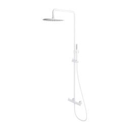 OMNIRES Y - Zestaw prysznicowy z baterią, średnica 25 cm, biały matowy Y1244MWM