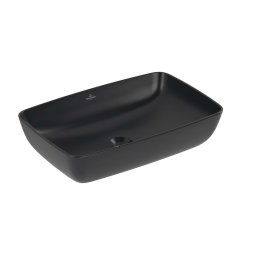 Villeroy & Boch Artis - Umywalka nablatowa 58x39 cm, bez przelewu, bez otworu na baterię, CeramicPlus, Pure Black 417258R7