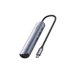 UGREEN Revodok CM418 USB-C do 2x USB HDMI 4K 30 Hz RJ45 1Gbps PD 100W Szary