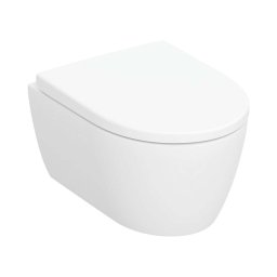 Geberit iCon - Wisząca miska WC z deską SoftClose, bez krawędzi, kolor biały matowy 502.381.JT.1