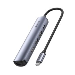 UGREEN Revodok CM418 USB-C do 2x USB HDMI 4K 30 Hz RJ45 1Gbps PD 100W Szary