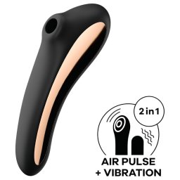 Satisfyer Dual Kiss - ładowany akumulatorowo wibrator dopochwowy i łechtaczkowy (czarny)