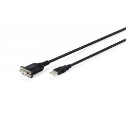 Digitus Kabel adapter USB 2.0 do RS232 (DB9) | Chipset FTDI (FT232RNL) | PVC, czarny | Mocowanie w tulejkach gwintowanych | 1.8m
