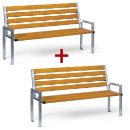 B2B Partner Ławka zewnętrzna CITY z oparciem 1+1 GRATIS, ocynkowana, 1660 mm, limba