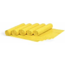 B2B Partner Worki na śmieci 120 litrów, 700 x 1100 mm, LDPE, 80 mikronów, 10 x 15 szt., żółty