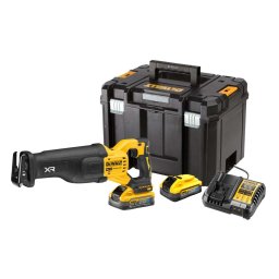 DeWALT - Akumulatorowa piła szablasta 18 V, 2x akumulator 5,0 Ah POWERSTACK, ładowarka DCS386H2T