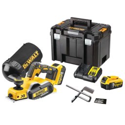 DeWALT - 18V AKU strug 82 mm, 2x akumulator 5,0 Ah XR, ładowarka DCP580P2