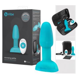 b-Vibe - wibrujący korek analny z obrotowymi kulkami - silikon turkusowy