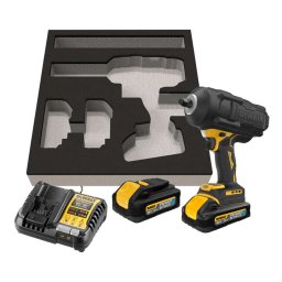 DeWALT Narzędzia - 18V AKU klucz udarowy, 2 akumulator 5,0 Ah POWERSTACK, gumowa osłona, ładowarka DCF961H2G