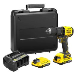 Stanley - Akumulatorowa wiertarka 18 V, 2x akumulator 2,0 Ah Li-Ion, ładowarka SFMCD710D2K-QW