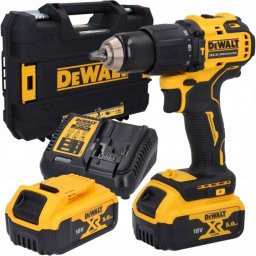 DeWALT Narzędzia - Akumulatorowa wiertarka udarowa 18 V, 2x akumulator 5,0 Ah Li-Ion XR, ładowarka DCD709P2T