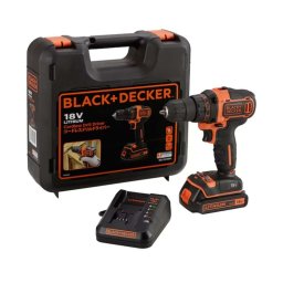 BLACK+DECKER Narzędzia - Wiertarko-wkrętarka akumulatorowa 18 V, 1x akumulator 1,5 Ah Li-Ion, ładowarka BDCDD186K-QW