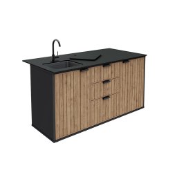 Kompaktowa kuchnia zewntrzna Deco ze zlewem i kranem w kolorze grafitowym