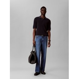 Calvin Klein Jeans Męska koszulka polo z dzianiny Mężczyźni Bawełna (100%) niebieski, S