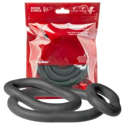 Perfect Fit Ultra Wrap - zestaw grubych pierścieni na penisa - czarne (3 szt.)