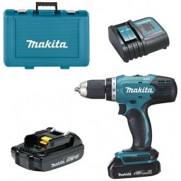 Makita Narzędzia - Wiertarko-wkrętarka akumulatorowa 18 V, 2x akumulator 1,5 Ah Li-Ion, ładowarka DDF453SYE