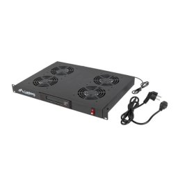Lanberg AK-1503-B LCD Poziomy 1U z Termostatem do Szaf 19" 4 Wentylatory 230V Czarny