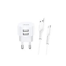 USAMS T20 2x USB + kabel USB-C Biały
