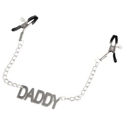 LateToBed Daddy - zaciski na sutki - regulowane - metaliczne srebrne