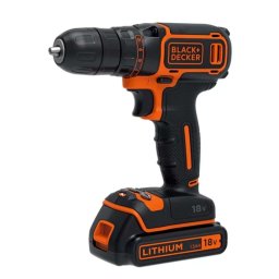 BLACK+DECKER Narzędzia - Wiertarko-wkrętarka akumulatorowa 18 V, 2x akumulator 1,5 Ah Li-Ion, ładowarka BDCDC18KB-QW