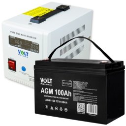 ZASILACZ AWARYJNY PRZETWORNICA UPS 800W 800E + AKUMULATOR 100Ah AGM VRLA