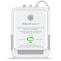 Qoltec Czujnik wycieku gazu ziemnego i tlenku węgla (czadu) | Tuya | Wi-Fi | alarm 85dB | LED