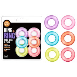 King of the Ring - zestaw pierścieni na penisa - kolorowe - 6 sztuk