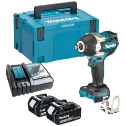 Makita Narzędzia - Akumulatorowy klucz udarowy 18 V, 2x akumulator 5,0 Ah LXT, ładowarka DTW700RTJ