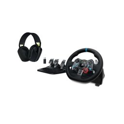 Logitech G29 Racing Wheel z pedałami do PS5, PS4, PS3, PC Force Feedback + G435 Lightspeed Nauszne Czarny