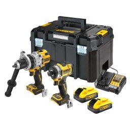 DeWALT Narzędzia - 18V AKU zestaw wiertarka udarowa i klucz udarowy, 2x akumulator 5,0 Ah, 1x akumulator 5,0 Ah POWERSTACK, ładowarka DCK2200H2T