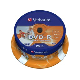 Verbatim DVD-R 16x 4.7GB 25P CB PRINTABLE 43538