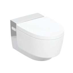 Geberit AquaClean - Bidet elektroniczny Mera Classic z ceramiką, wiszący, TurboFlush, SoftClosing, KeraTect, biały/chrom błyszczący 146.200.21.1