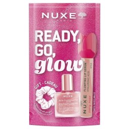 Nuxe Glow On The Go Pink suchy olejek 10ml + bĹyszczyk do ust 8ml + opaska do wĹosĂłw